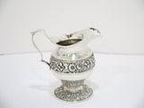 Sterling Silver Kirk & Son Antique Floral Repousse Mini Sugar Bowl & Creamer Set