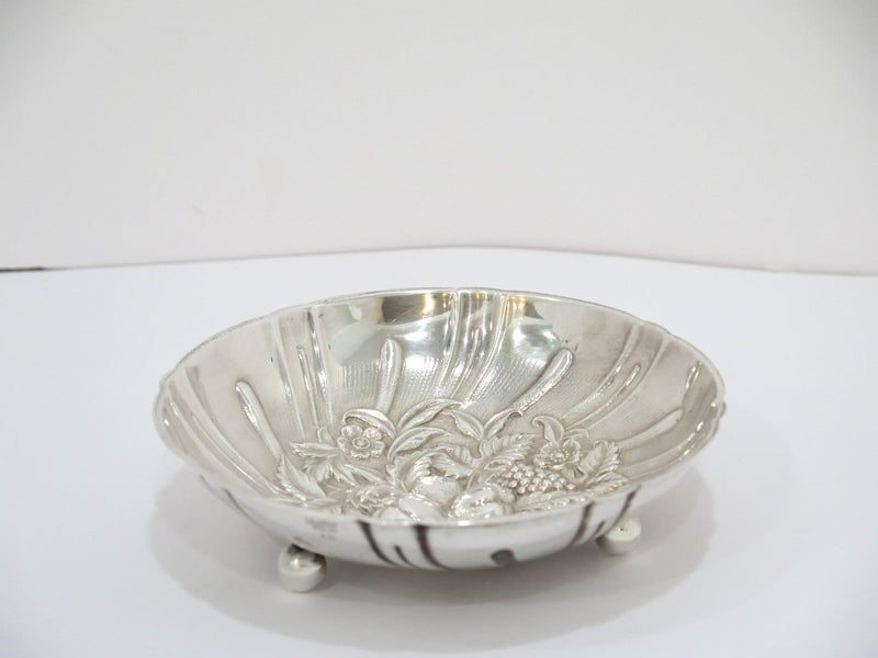 5.75" Sterling Silver S. Kirk & Son Antique Fruit Flower Repousse Candy Nut Dish