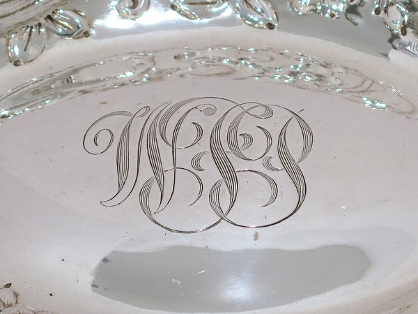 11 in - Sterling Silver Gorham Antique Floral Repousse Serving Dish