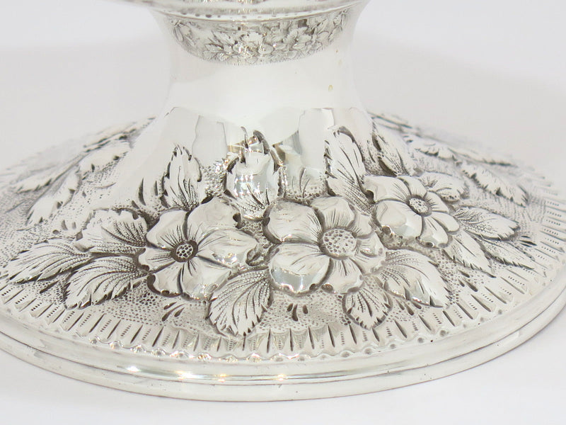 6.5" Coin Silver S. Kirk & Son Antique 1861 Floral Repousse Footed Serving Bowl