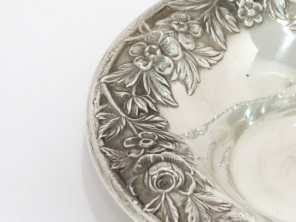 6 in - Sterling Silver S. Kirk & Son Antique Floral Repousse Candy Nut Dish