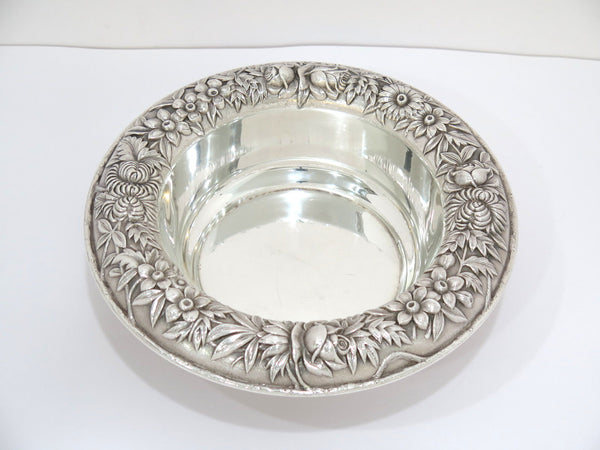 9.5 in - Sterling Silver S. Kirk & Son Vintage Floral Repousse Serving Bowl