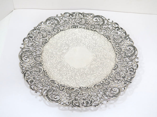 13.75 in - Sterling Silver Bigelow, Kennard & Co. Antique Floral Footed Platter