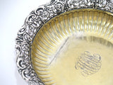 9.25 in - Sterling Silver Gilt Whiting Antique Floral Openwork Rim Serving Bowl