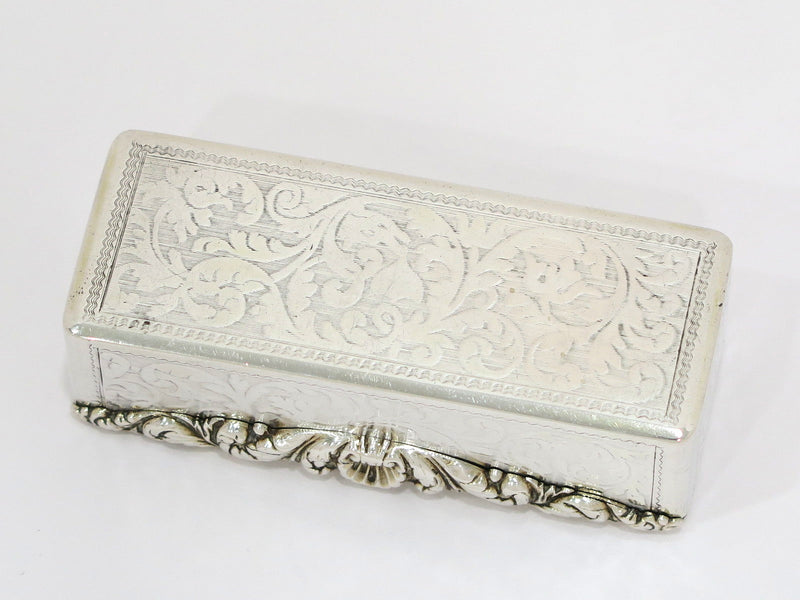 3.25" European Silver Gilt Interior Antique Austrian 1830-1839 Floral Snuff Box