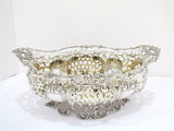 14 in - Sterling Silver Wallace Antique Floral Scroll Honeycomb Footed Basket