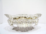 14 in - Sterling Silver Wallace Antique Floral Scroll Honeycomb Footed Basket