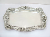 14.5 in Sterling Silver Gorham Antique Poppy Flower Repousse Rectangular Platter