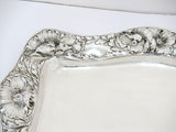 14.5 in Sterling Silver Gorham Antique Poppy Flower Repousse Rectangular Platter