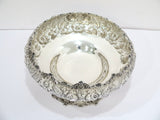 10 in Sterling Silver S. Kirk & Son Antique Floral Repousse Footed Serving Bowl