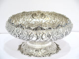 10 in Sterling Silver S. Kirk & Son Antique Floral Repousse Footed Serving Bowl