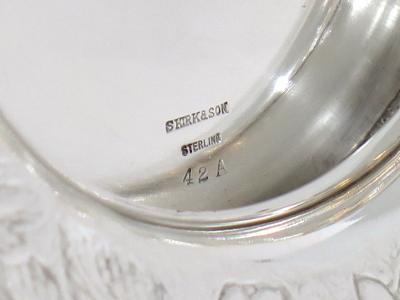 10 in Sterling Silver S. Kirk & Son Antique Floral Repousse Footed Serving Bowl