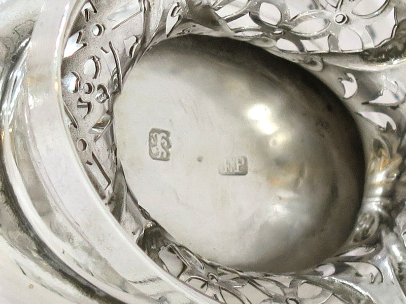 8.75 in - Sterling Silver Antique English Floral Pattern Footed Candy Nut Basket