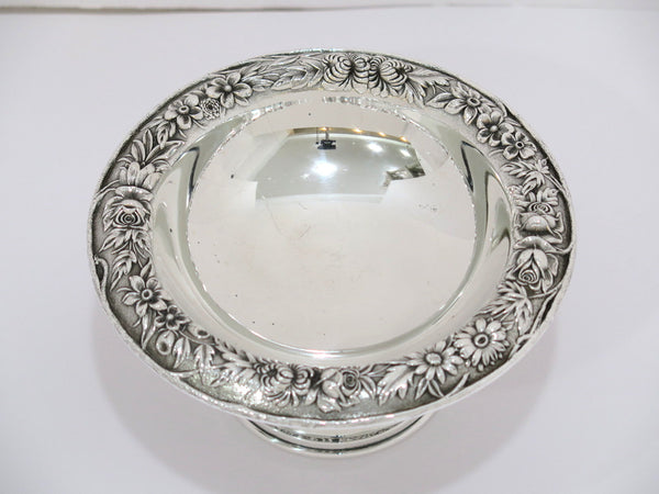 6.25" Sterling Silver S. Kirk & Son Antique Floral Repousse Footed Serving Bowl