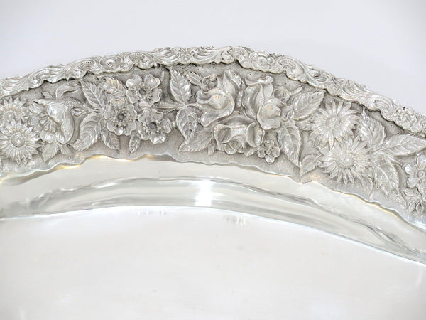 15.5" Sterling Silver Baltimore Silversmiths Antique Floral Repousse Large Dish