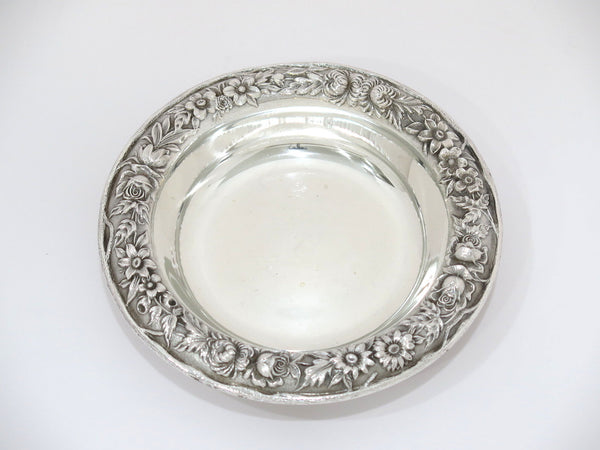 5.5 in - Sterling Silver S. Kirk & Son Antique Floral Repousse Serving Plate