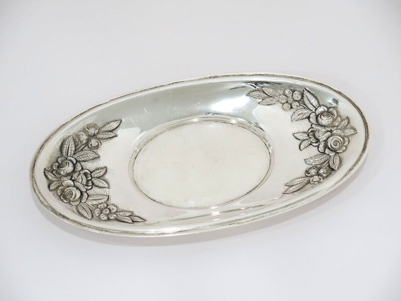 Sterling Silver S. Kirk & Son Antique Floral Repousse Gravy Boat w/ Saucer