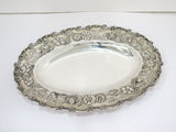 14 in - Sterling Silver S. Kirk & Son Antique Floral Repousse Oval Platter