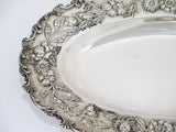 14 in - Sterling Silver S. Kirk & Son Antique Floral Repousse Oval Platter