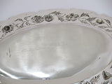 14 in - Sterling Silver S. Kirk & Son Antique Floral Repousse Oval Platter