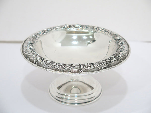 6.25" Sterling Silver S. Kirk & Son Antique Floral Repousse Footed Serving Bowl