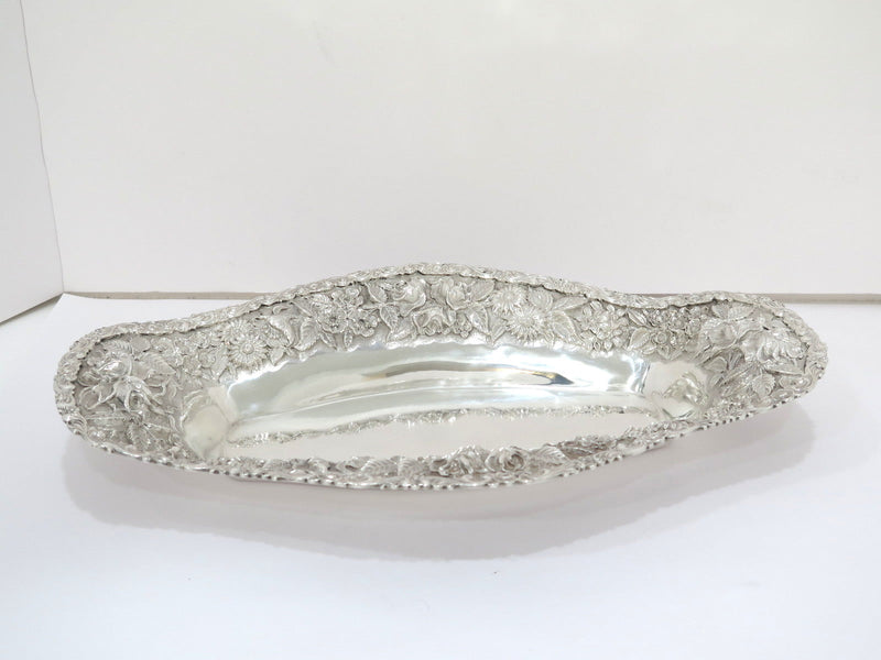 15.5" Sterling Silver Baltimore Silversmiths Antique Floral Repousse Large Dish