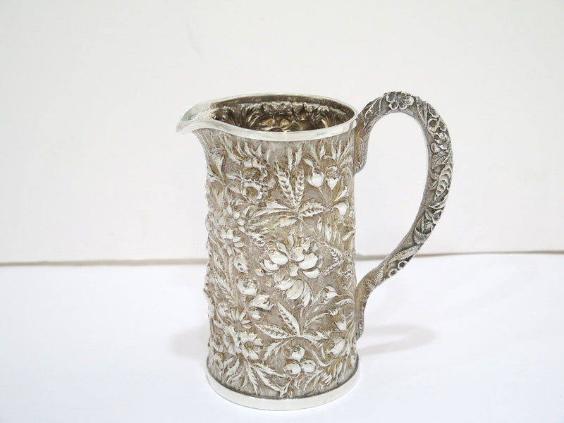 6.75 in - Sterling Silver S. Kirk & Son Antique Floral Repousse Creamer