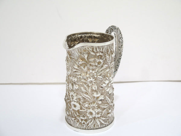 6.75 in - Sterling Silver S. Kirk & Son Antique Floral Repousse Creamer