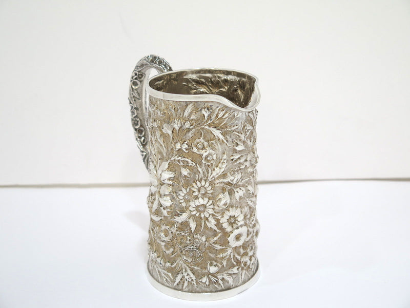 6.75 in - Sterling Silver S. Kirk & Son Antique Floral Repousse Creamer