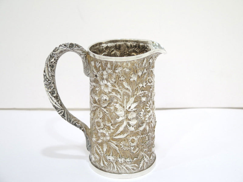 6.75 in - Sterling Silver S. Kirk & Son Antique Floral Repousse Creamer