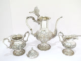 3 piece - Sterling Silver Stieff Antique Floral Repousse Tea / Coffee Service