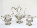 3 piece - Sterling Silver Stieff Antique Floral Repousse Tea / Coffee Service