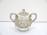 4 pc Sterling Silver S. Kirk & Son Antique Floral Repousse Tea / Coffee Service