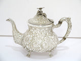 4 piece - Sterling Silver Stieff Antique Floral Repousse Tea / Coffee Service