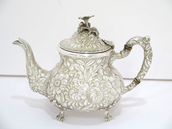 7 in - Sterling Silver Stieff Antique Floral Repousse Teapot
