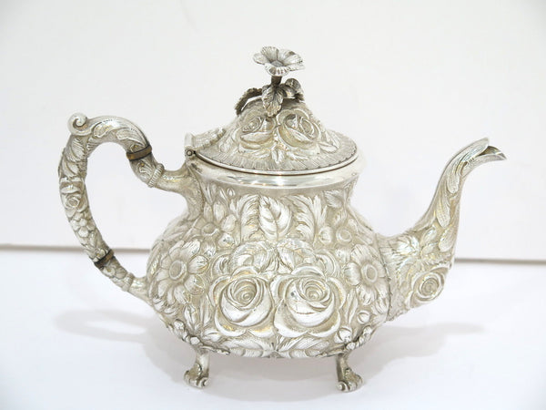 7 in - Sterling Silver Stieff Antique Floral Repousse Teapot