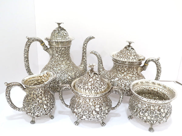 Sterling Silver Baltimore Sterling Silver Antique Floral Repousse Tea/Coffee Set