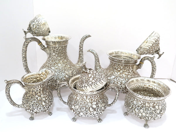 Sterling Silver Baltimore Sterling Silver Antique Floral Repousse Tea/Coffee Set