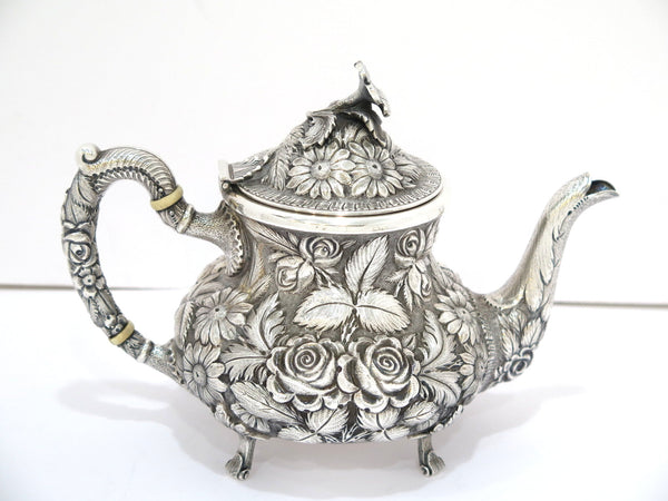 6.75 in - Sterling Silver Stieff Antique Floral Repousse Teapot