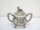 3 piece - Sterling Silver Stieff Antique Floral Repousse Tea / Coffee Service