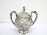 5 pc Sterling Silver S. Kirk & Son Antique Floral Repousse Tea / Coffee Service