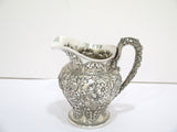 5 pc Sterling Silver S. Kirk & Son Antique Floral Repousse Tea / Coffee Service