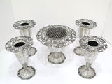 Set of 5 - Sterling Silver Roger Williams Antique Floral Scroll Vases