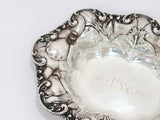 7 in - Sterling Silver Whiting Antique c. 1904 Hibiscus Oval Candy Nut Dish