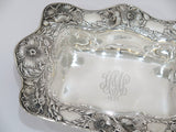 13 in - Sterling Silver Gorham Antique Poppy Flower Rectangular Serving Bowl