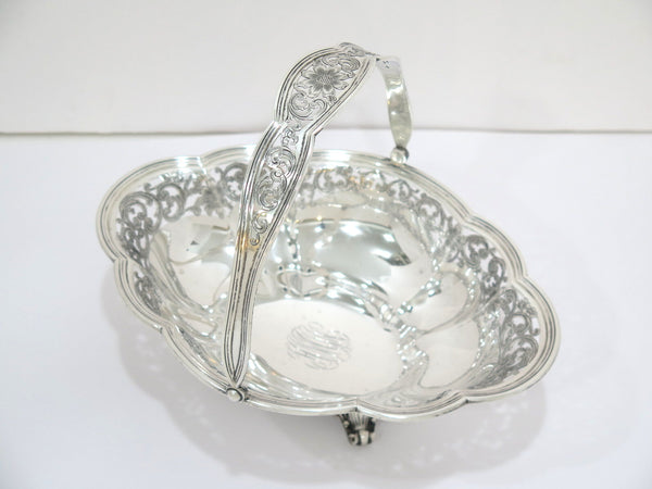 10.5" Sterling Silver Bailey Banks & Biddle Antique Floral Footed Serving Basket