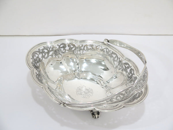 10.5" Sterling Silver Bailey Banks & Biddle Antique Floral Footed Serving Basket