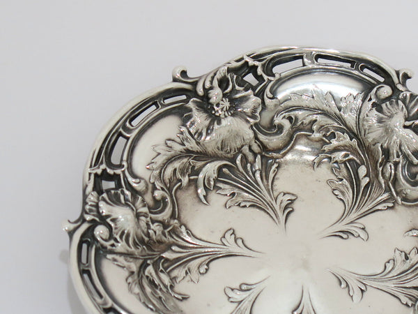 5.5 in Sterling Silver Reed & Barton Antique Floral Scroll Round Candy Nut Dish