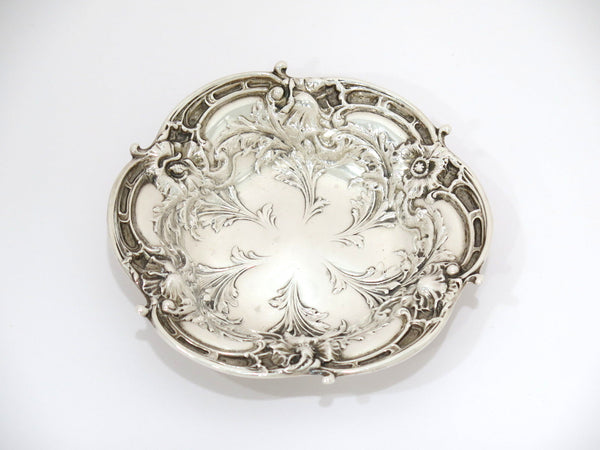 5.5 in Sterling Silver Reed & Barton Antique Floral Scroll Round Candy Nut Dish