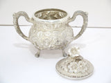 Sterling Silver Stieff Antique Floral Repousse Sugar Bowl & Creamer Set